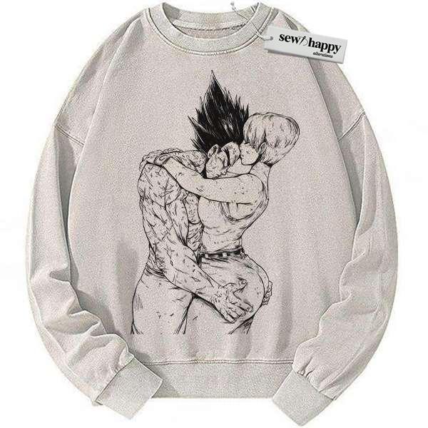 Wash Sweatshirt Bulma vs Vegeta Sweatshirt, Dragon Ball Z Sweatshirt, DBZ Sweatshirt, Anime Sweatshirt, Vintage Sweater