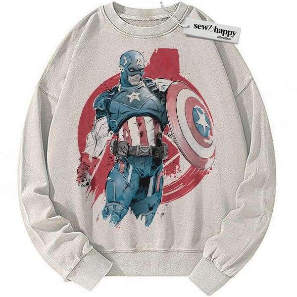 Wash Sweatshirt Captain America Sweatshirt, Marvel Comics Sweatshirt, Vintage Sweater