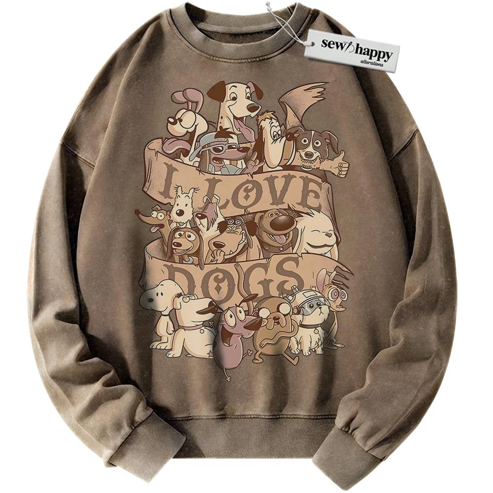 Wash Sweatshirt Cartoon Dog Sweatshirt, Animated Sweatshirt, Vintage Sweater