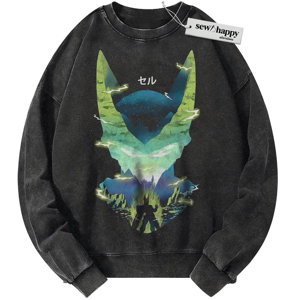 Wash Sweatshirt Cell Sweatshirt, Dragon Ball Sweatshirt, Anime Sweatshirt, Vintage Sweater