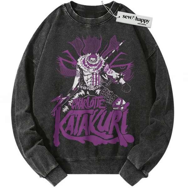 Wash Sweatshirt Charlotte Katakuri Sweatshirt, One Piece Sweatshirt, Anime Sweatshirt, Vintage Sweater