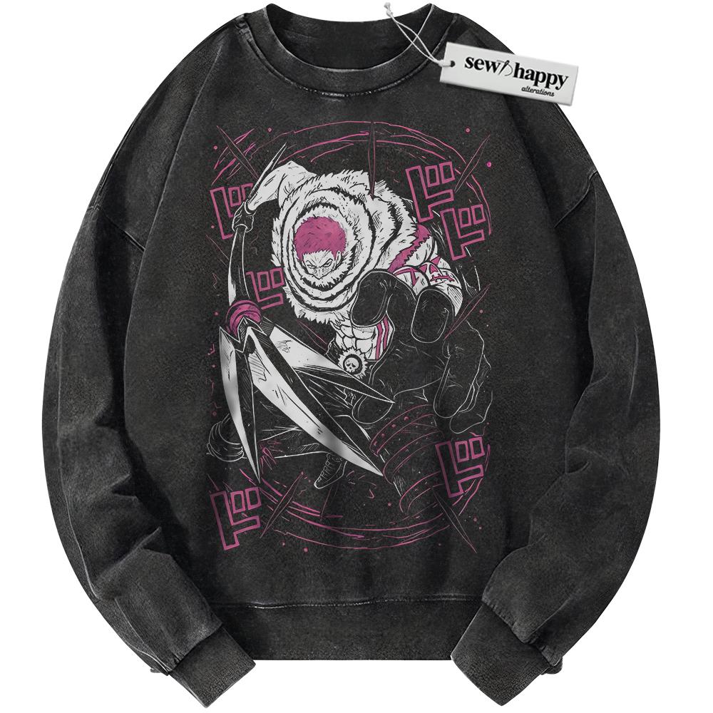 Wash Sweatshirt Charlotte Katakuri Sweatshirt, One Piece Sweatshirt, Anime Sweatshirt, Vintage Sweater