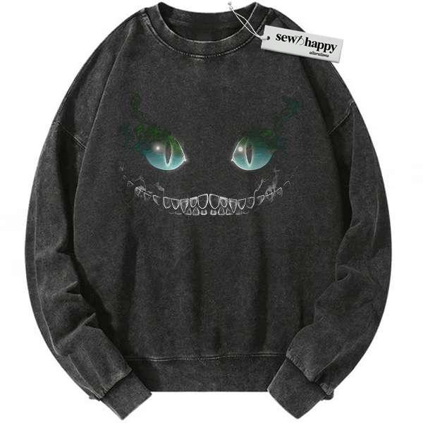 Wash Sweatshirt Cheshire Cat Sweatshirt, Alice's Adventures in Wonderland Sweatshirt, Animated Sweatshirt, Vintage Sweater