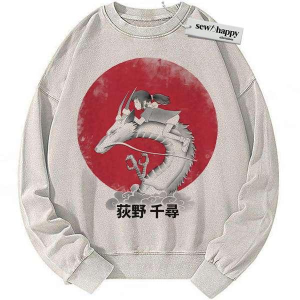 Wash Sweatshirt Chihiro and Haku Sweatshirt, Spirited Away Sweatshirt, Studio Ghibli Sweatshirt, Anime Sweatshirt, Vintage Sweater