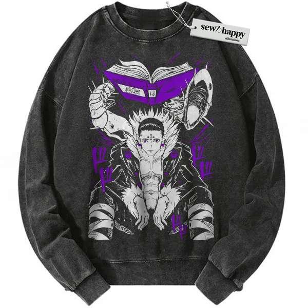 Wash Sweatshirt Chrollo Lucilfer Sweatshirt, Hunter x Hunter Sweatshirt, HxH Sweatshirt, Anime Sweatshirt, Vintage Sweatshirt