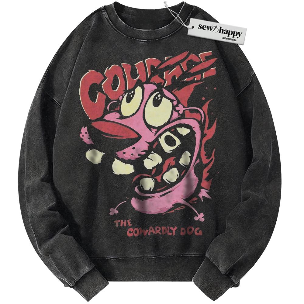 Wash Sweatshirt Courage the Cowardly Dog Sweatshirt, Animated Sweatshirt, Vintage Sweater