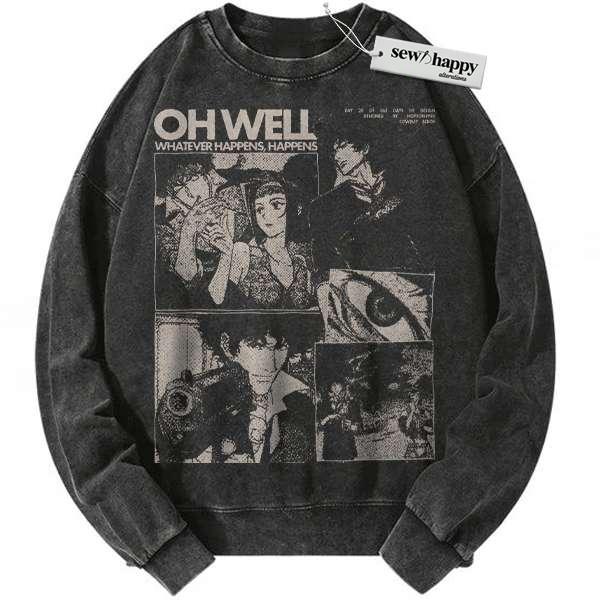 Wash Sweatshirt Cowboy Bebop Sweatshirt, Anime Sweatshirt, Vintage Sweater