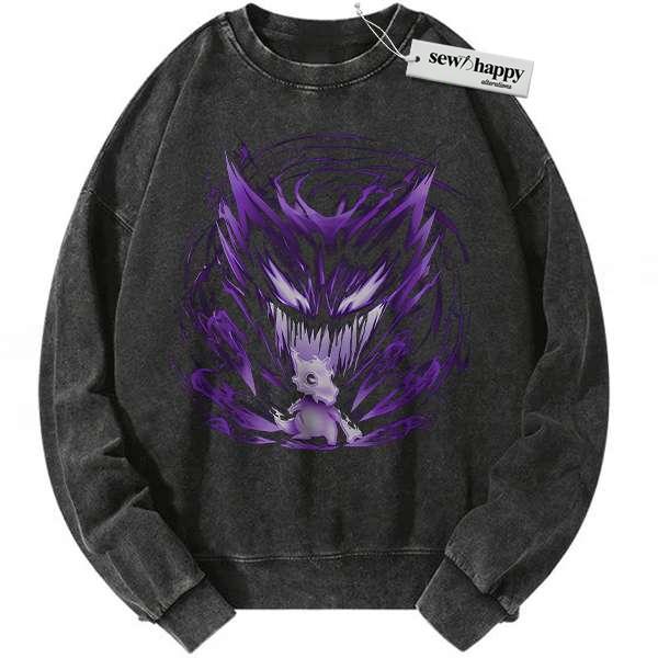 Wash Sweatshirt Cubone vs Haunter Sweatshirt, Pokemon Sweatshirt, Anime Sweatshirt, Vintage Sweater