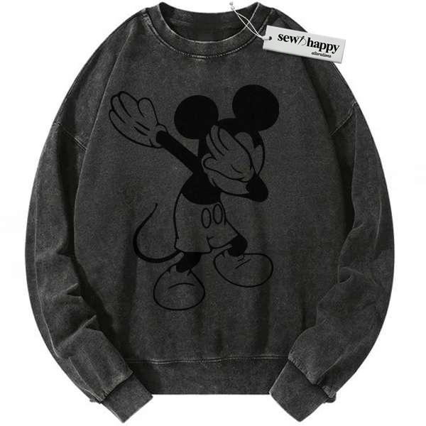 Wash Sweatshirt Dab Mickey Mouse Sweatshirt, Cartoon Sweatshirt, Vintage Sweatshirt