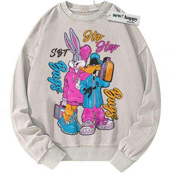 Wash Sweatshirt Daffy Duck Sweatshirt, Bugs Bunny Sweatshirt, Looney Tunes Sweatshirt, Cartoon Sweatshirt, Vintage Sweatshirt