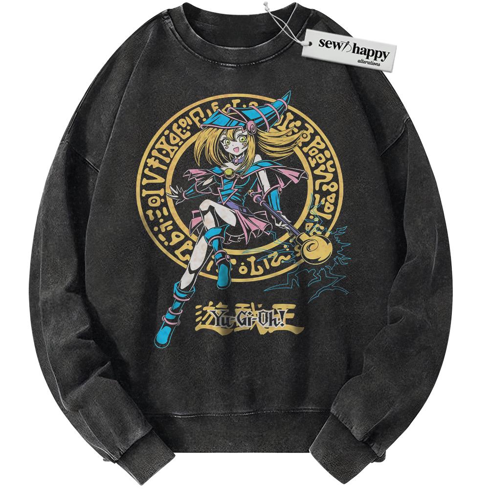 Wash Sweatshirt Dark Magician Girl Sweatshirt, Anime Sweatshirt, Vintage Sweater