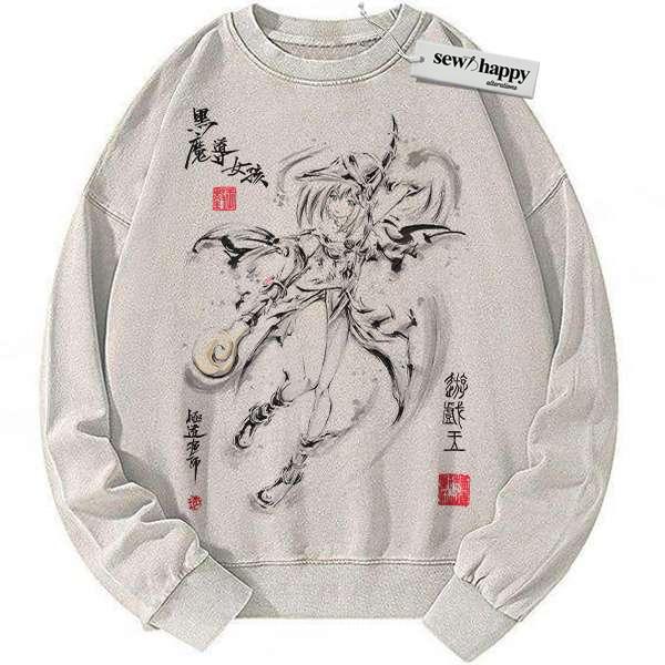 Wash Sweatshirt Dark Magician Girl Sweatshirt, Anime Sweatshirt, Vintage Sweater