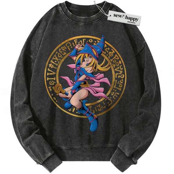 Wash Sweatshirt Dark Magician Girl Sweatshirt, Anime Sweatshirt, Vintage Sweater