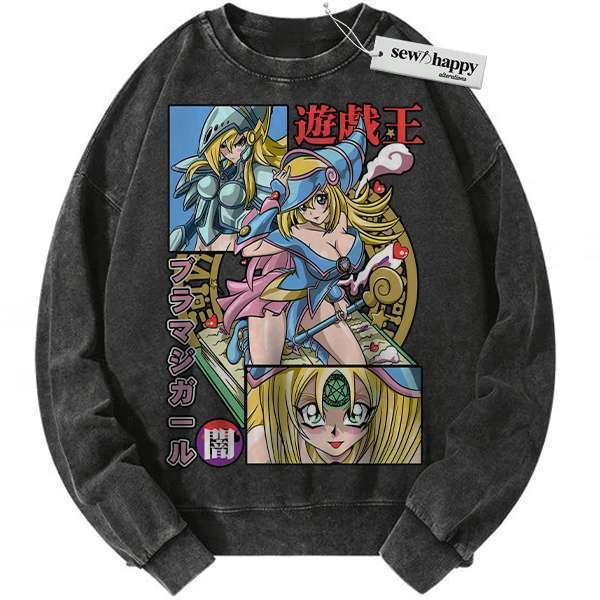 Wash Sweatshirt Dark Magician Girl Sweatshirt, Anime Sweatshirt, Vintage Sweater