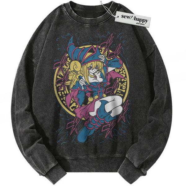 Wash Sweatshirt Dark Magician Girl Sweatshirt, Anime Sweatshirt, Vintage Sweatshirt