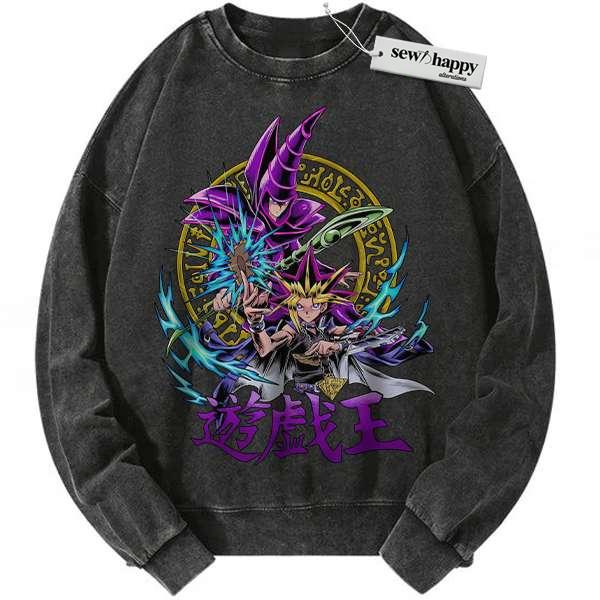 Wash Sweatshirt Dark Magician Sweatshirt, Yugi Muto Sweatshirt, Anime Sweatshirt, Vintage Sweater