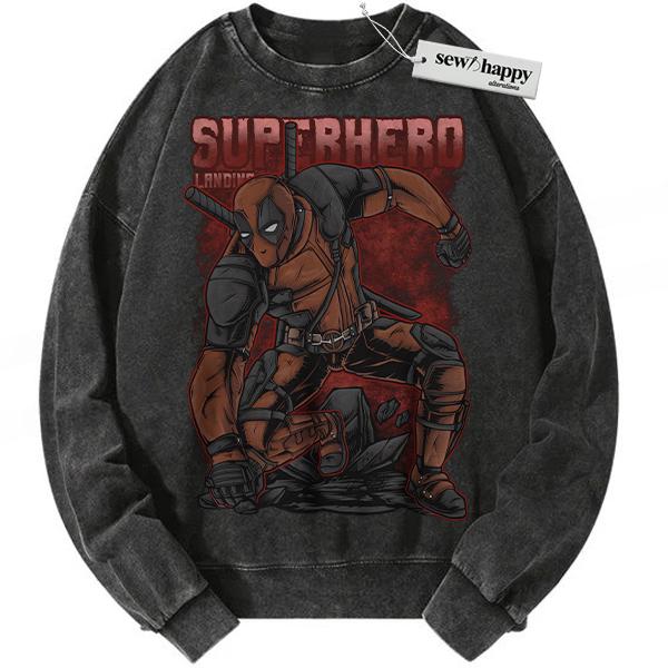 Wash Sweatshirt Deadpool Sweatshirt, Marvel Comics Sweatshirt, Vintage Sweatshirt