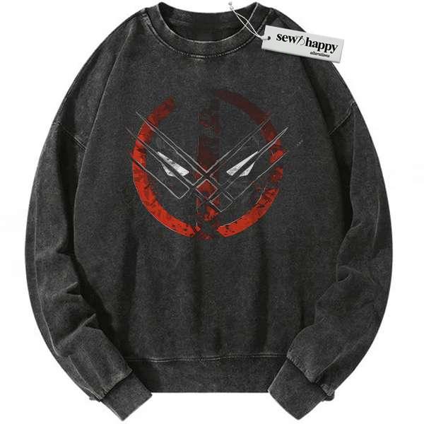 Wash Sweatshirt Deadpool vs Wolverine Sweatshirt, Marvel Comics Sweatshirt, Vintage Sweater