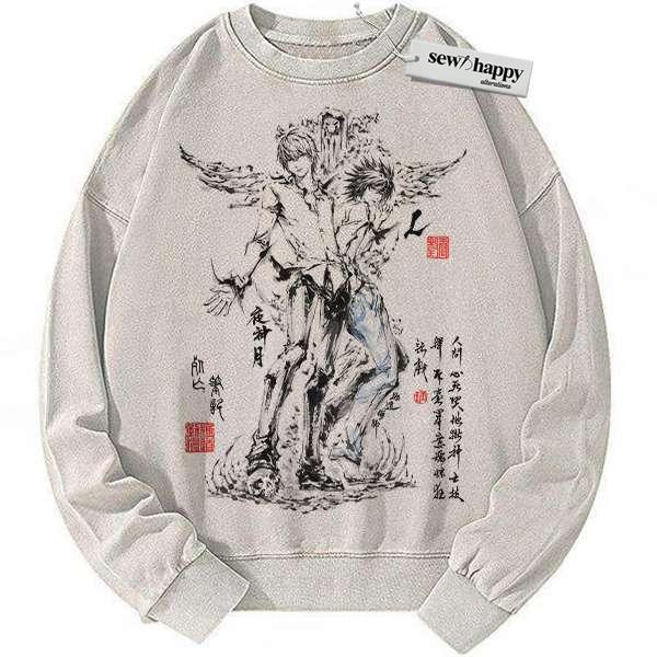 Wash Sweatshirt Death Note Sweatshirt, Anime Sweatshirt, Vintage Sweater