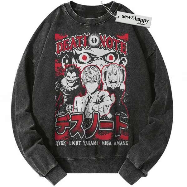 Wash Sweatshirt Death Note Sweatshirt, Anime Sweatshirt, Vintage Sweatshirt