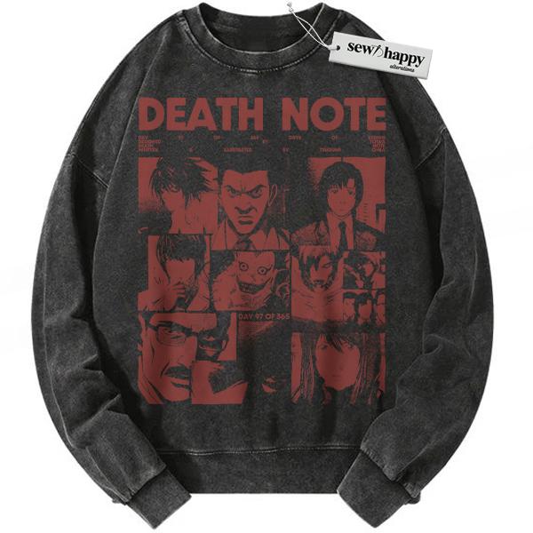 Wash Sweatshirt Death Note Sweatshirt, Anime Sweatshirt, Vintage Sweatshirt