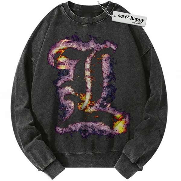 Wash Sweatshirt Death Note Sweatshirt, Anime Sweatshirt, Vintage Sweatshirt