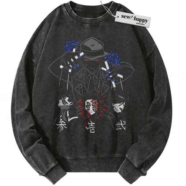 Wash Sweatshirt Demon Slayer Sweatshirt, Anime Sweatshirt, Vintage Sweatshirt
