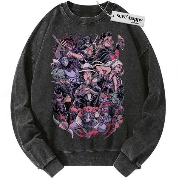 Wash Sweatshirt Demon Slayer Sweatshirt, Anime Sweatshirt, Vintage Sweatshirt