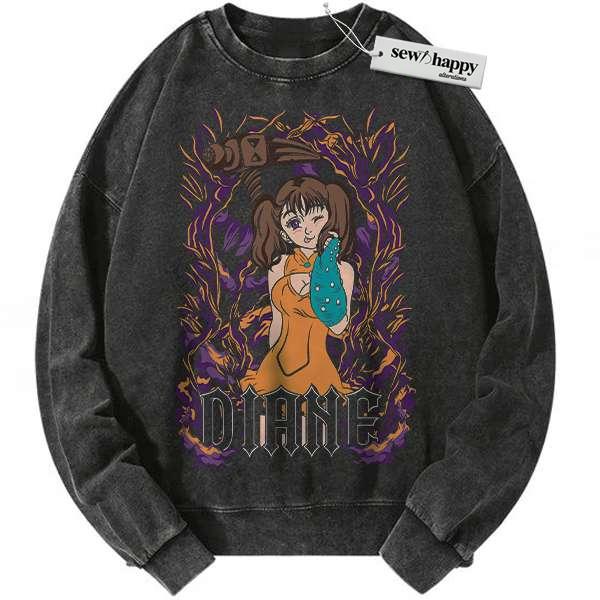 Wash Sweatshirt Diane Sweatshirt, Seven Deadly Sins Sweatshirt, Anime Sweatshirt, Vintage Sweatshirt