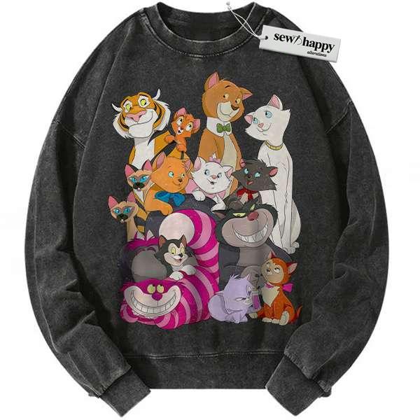 Wash Sweatshirt Disney Cat Sweatshirt, Animated Sweatshirt, Vintage Sweater