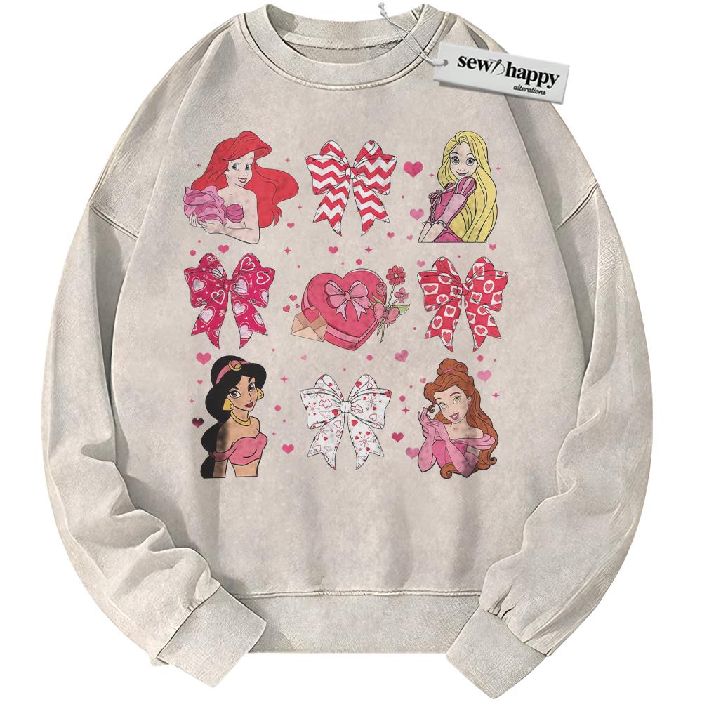 Wash Sweatshirt Disney Princess Sweatshirt, Valentine's Day Sweatshirt, Animated Sweatshirt, Vintage Sweater