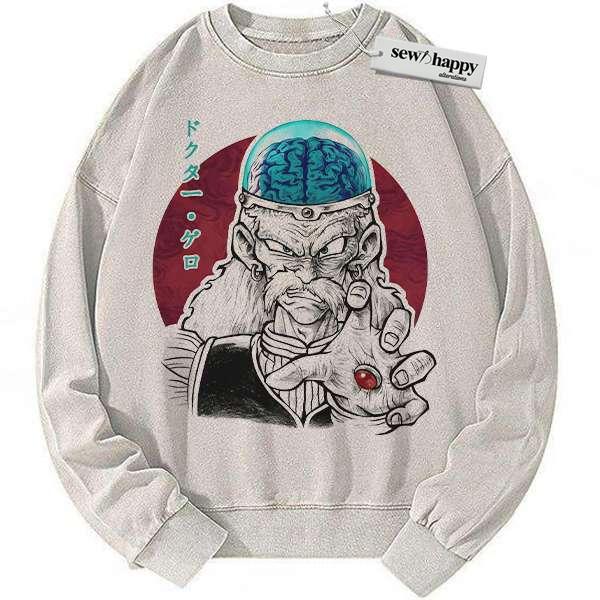 Wash Sweatshirt Doctor Gero Sweatshirt, Dragon Ball Sweatshirt, DBZ Sweatshirt, Anime Sweatshirt, Vintage Sweater