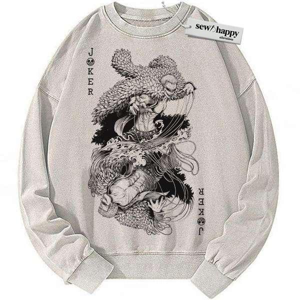 Wash Sweatshirt Donquixote Doflamingo Sweatshirt, One Piece Sweatshirt, Anime Sweatshirt, Vintage Sweater