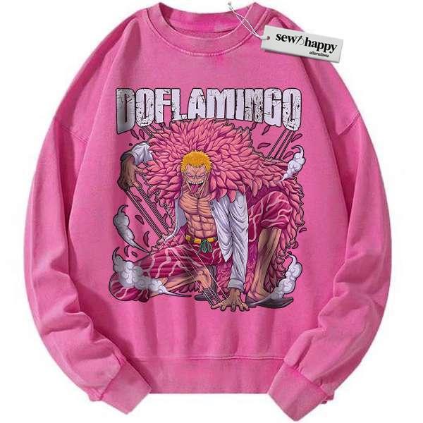 Wash Sweatshirt Donquixote Doflamingo Sweatshirt, One Piece Sweatshirt, Anime Sweatshirt, Vintage Sweater