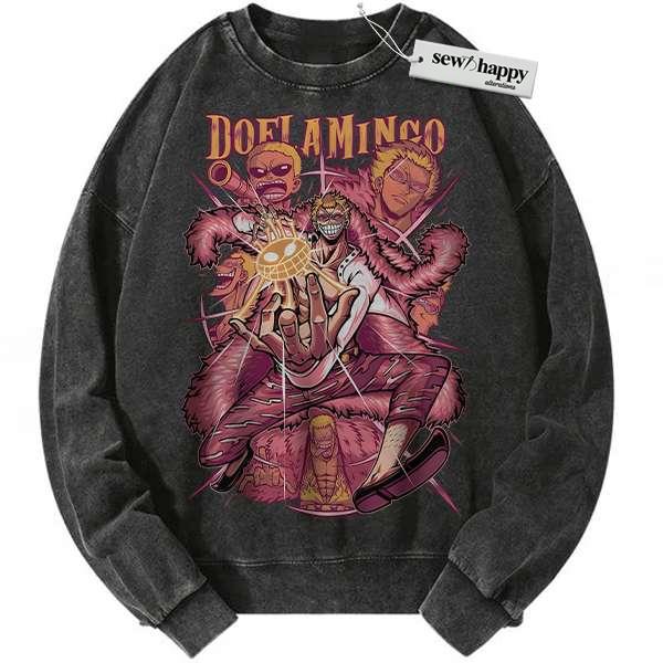 Wash Sweatshirt Donquixote Doflamingo Sweatshirt, One Piece Sweatshirt, Anime Sweatshirt, Vintage Sweatshirt