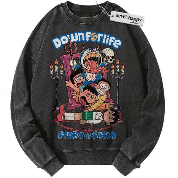 Wash Sweatshirt Doraemon Sweatshirt, Anime Sweatshirt, Vintage Sweatshirt