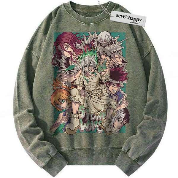 Wash Sweatshirt Dr Stone Sweatshirt, Anime Sweatshirt, Vintage Sweater