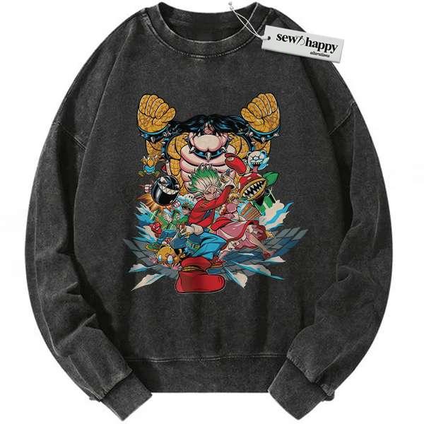 Wash Sweatshirt Dr Stone Sweatshirt, Mario Sweatshirt, Anime Sweatshirt, Vintage Sweater