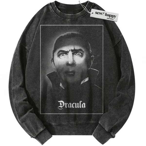 Wash Sweatshirt Dracula Sweatshirt, Halloween Sweatshirt, Horror Sweatshirt, Vintage Sweater