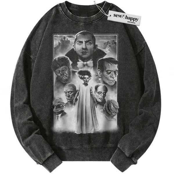 Wash Sweatshirt Dracula Sweatshirt, Halloween Sweatshirt, Horror Sweatshirt, Vintage Sweater
