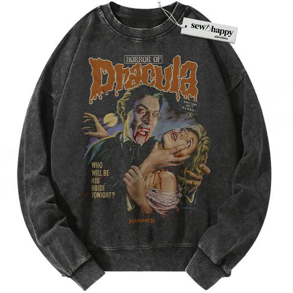 Wash Sweatshirt Dracula Sweatshirt, Horror Movie Sweatshirt, Vintage Sweater