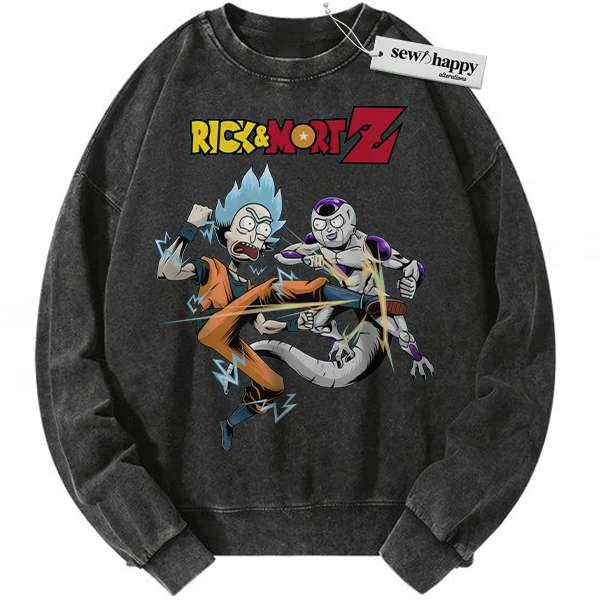 Wash Sweatshirt Dragon Ball x Rick and Morty Sweatshirt, Animated Sweatshirt, Vintage Sweatshirt