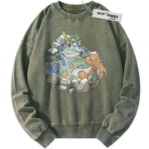 Wash Sweatshirt Dratini Sweatshirt, Dragonair Sweatshirt, Dragonite Sweatshirt, Pokemon Sweatshirt, Anime Sweatshirt, Vintage Sweater