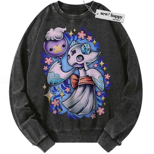Wash Sweatshirt Drifloon and Froslass Sweatshirt, Pokemon Sweatshirt, Anime Sweatshirt, Vintage Sweatshirt