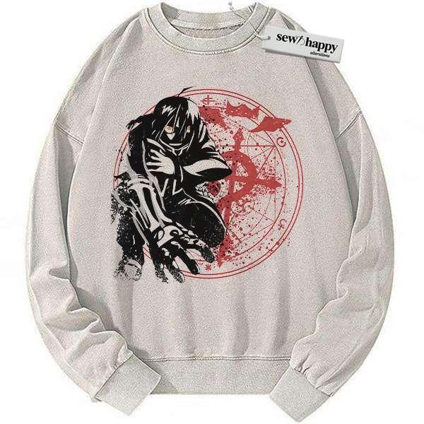 Wash Sweatshirt Edward Elric Sweatshirt, Fullmetal Alchemist Sweatshirt, Anime Sweatshirt, Vintage Sweater