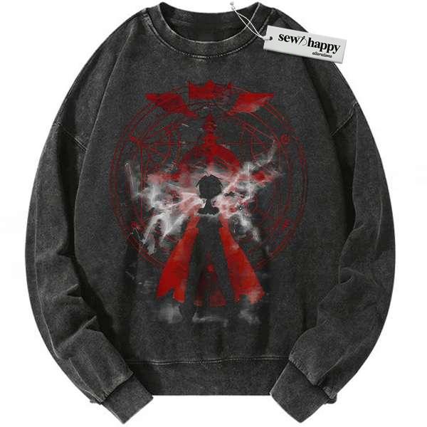 Wash Sweatshirt Edward Elric Sweatshirt, Fullmetal Alchemist Sweatshirt, FMA Sweatshirt, Anime Sweatshirt, Vintage Sweatshirt