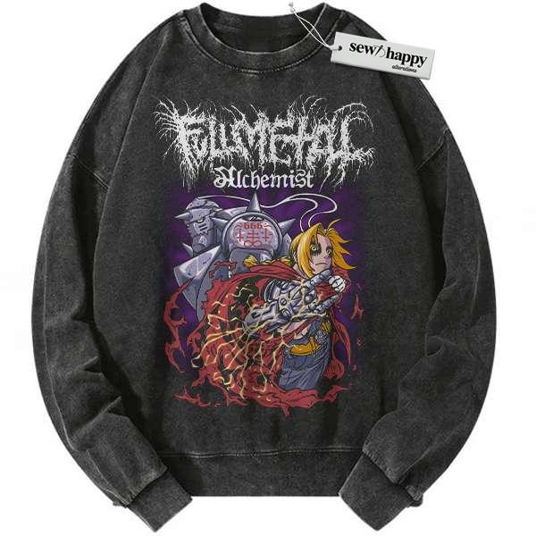 Wash Sweatshirt Edward vs Alphonse Elric Sweatshirt, Fullmetal Alchemist Sweatshirt, Anime Sweatshirt, Vintage Sweatshirt