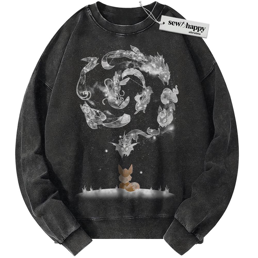 Wash Sweatshirt Eevee Evolutions Sweatshirt, Pokemon Sweatshirt, PKM Sweatshirt, Anime Sweatshirt, Vintage Sweater