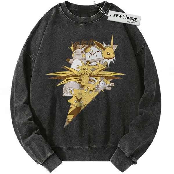 Wash Sweatshirt Electric Class Pokemon Sweatshirt, Anime Sweatshirt, Vintage Sweatshirt
