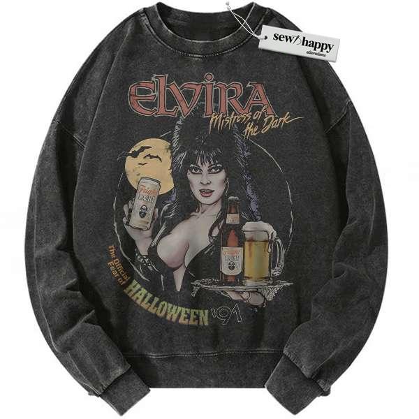Wash Sweatshirt Elvira: Mistress of the Dark Sweatshirt, Halloween Sweatshirt, Horror Sweatshirt, Vintage Sweater